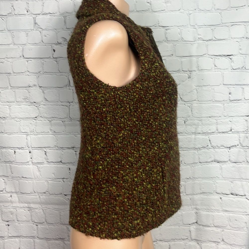 Beyond Threads Brown and Green Boucle Textured Zip-Up Vest Size Small - Picture 7 of 8